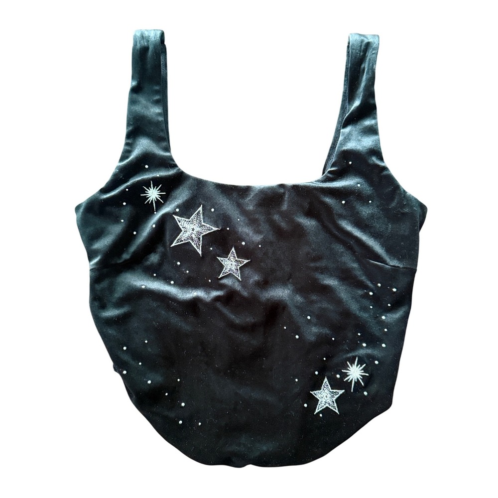 Victorias Secret Black Velvet Star Celestial Corset Top S-DD NWT 11254532
